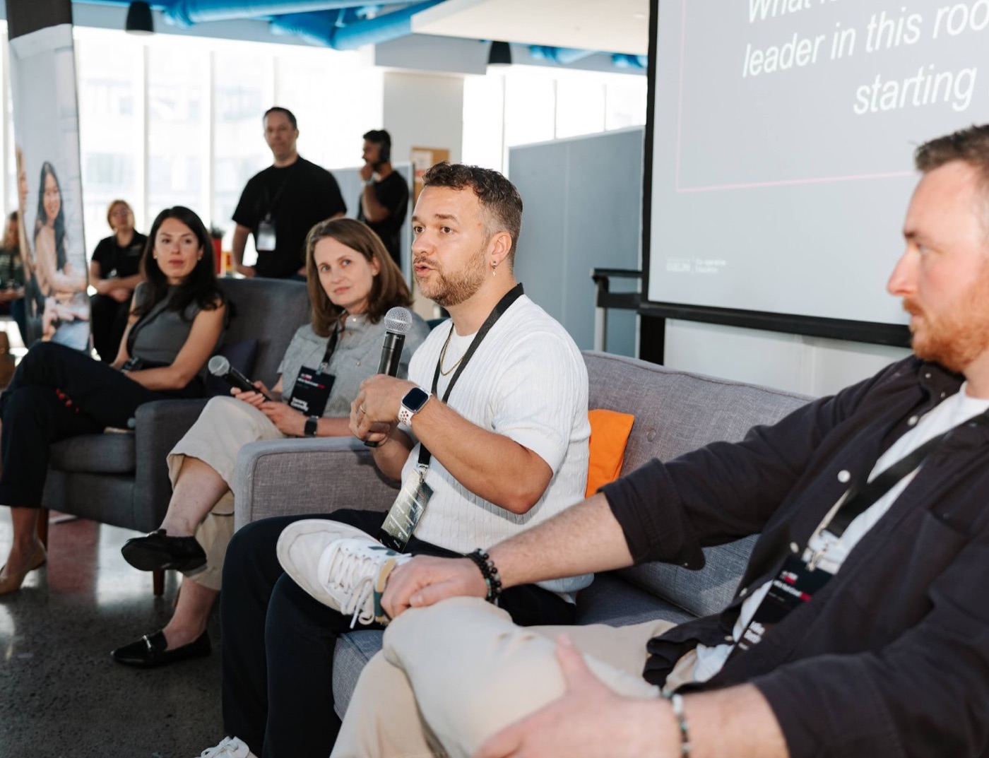 Nick speaking on a panel at HR in Tech Crawl